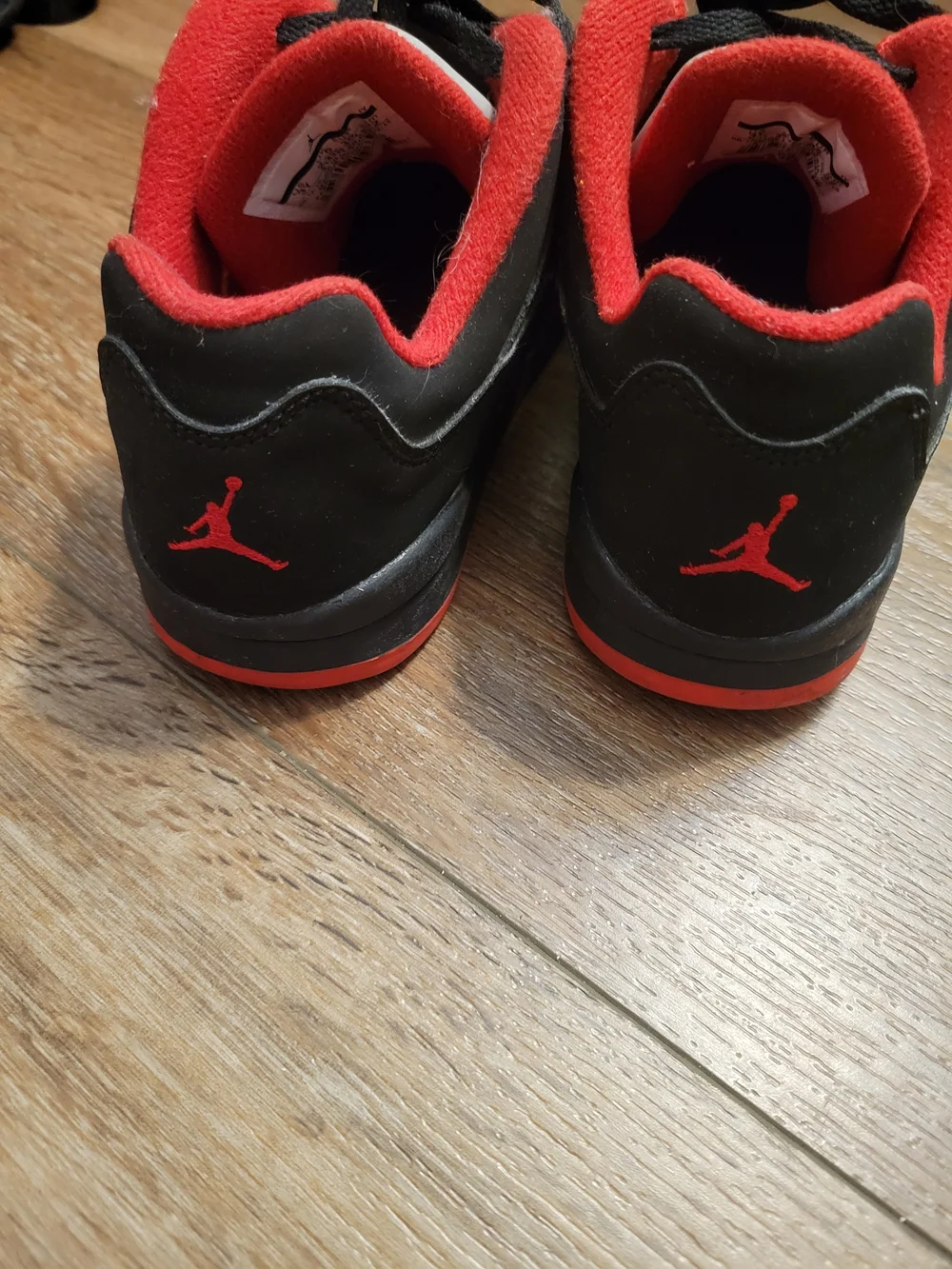Jordans Kids Black and Red Mid-Top Sneakers